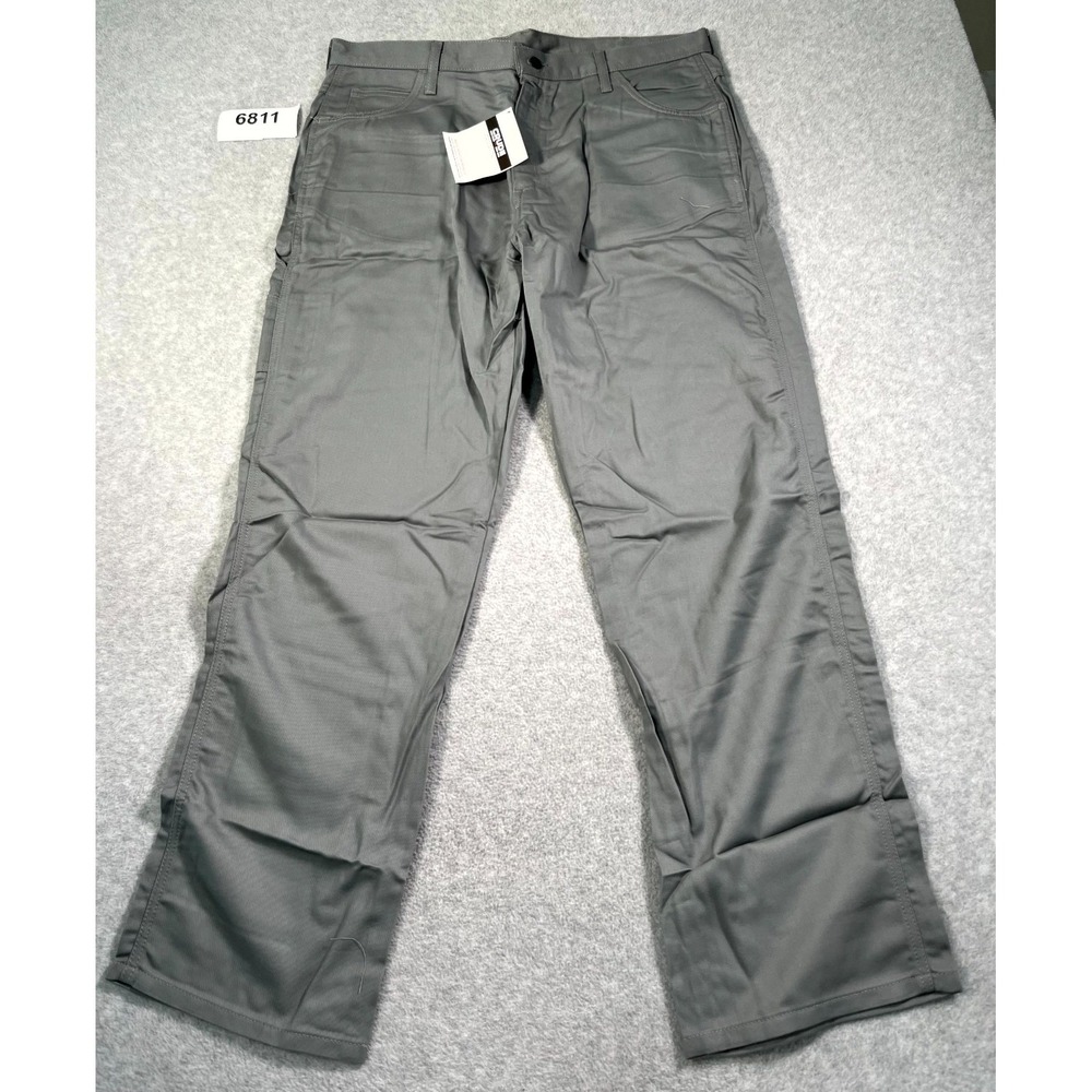 Crude FR Work Pants Mens 40x32 Gray Cotton Protective Oil Gas Flame Resistant